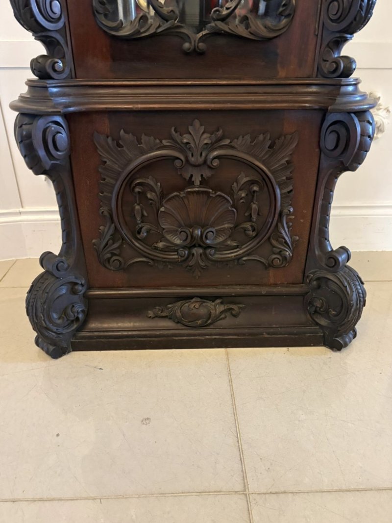 Antique Exhibition Quality Carved Mahogany Nine Tube Chiming Longcase Clock - Image 20